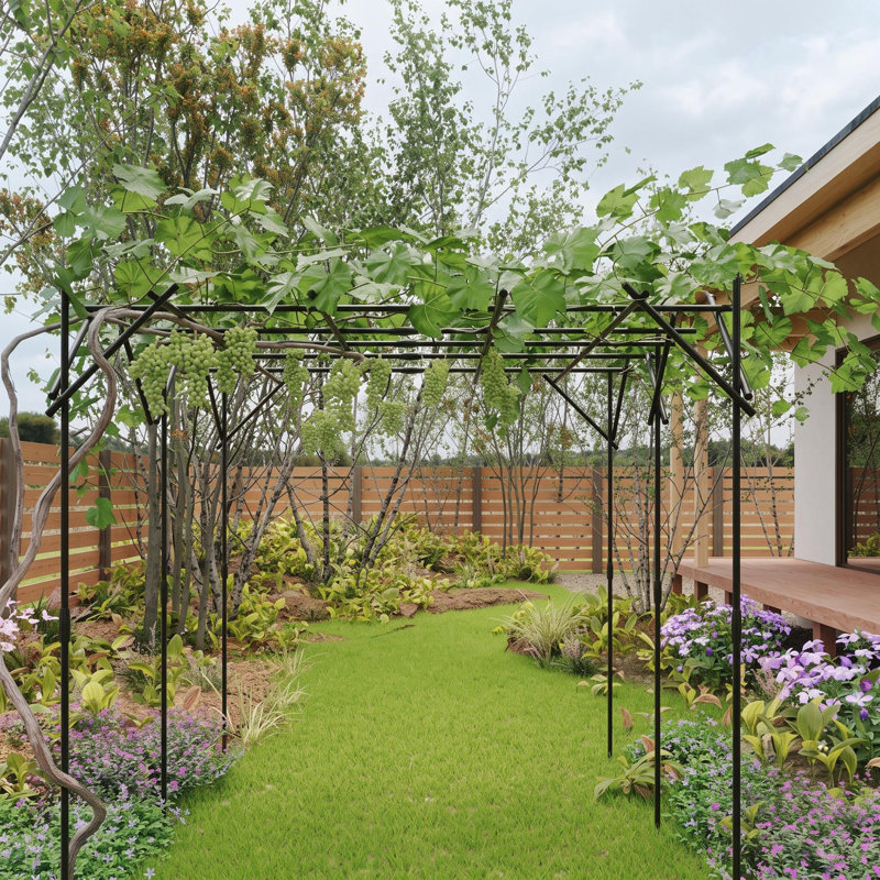 Treillis d'arche de jardin pour plantes grimpantes - Tonnelle carrée en métal robuste à dessus plat, support robuste antirouille pour les roses, les raisins et les vignes, idéal pour les mariages en plein air, les fêtes, les patios et les cours arrière