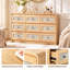 Commode pour chambre à coucher avec grands tiroirs, commodes larges en rotin avec profil incurvé, commode en bois de rotin pour chambre à coucher, salon, 9 tiroirs, naturel