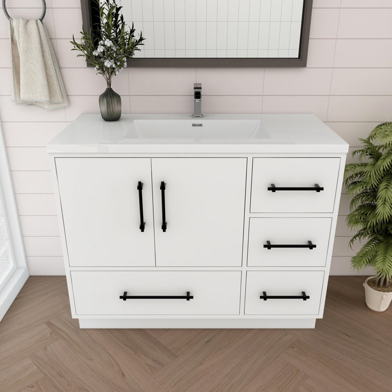 Victoria 41.9'' Single Bathroom Vanity with Acrylic Top, Gloss White