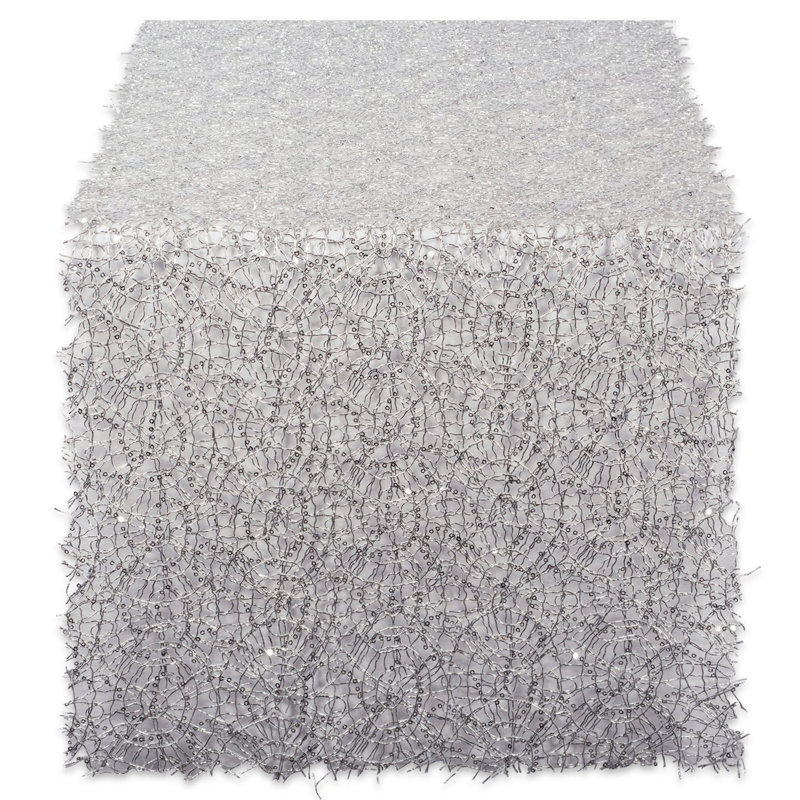 Julia Sequin Mesh Table Runner, Silver