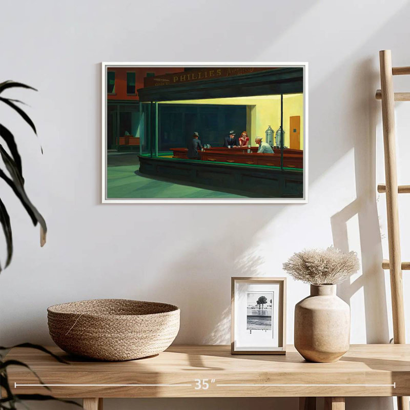 Nighthawks, 19 po x 13 po, Cadre flottant blanc