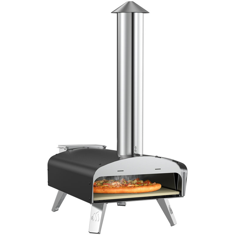 Four à pizza autoportant en acier inoxydable noir