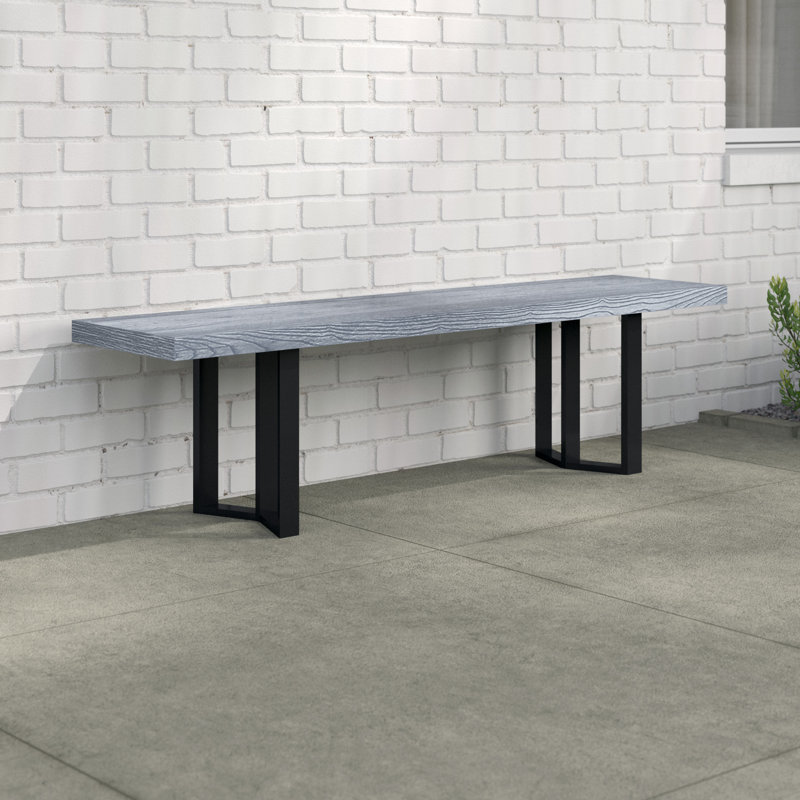 Banc de pique-nique d'extérieur Kensa, Chêne gris texturé