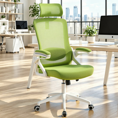 Chaise de bureau ergonomique, supportant jusqu'à 180 kg, avec soutien lombaire réglable, assise en maille respirante et coussin épais, idéale pour un bureau confortable à domicile (vert).