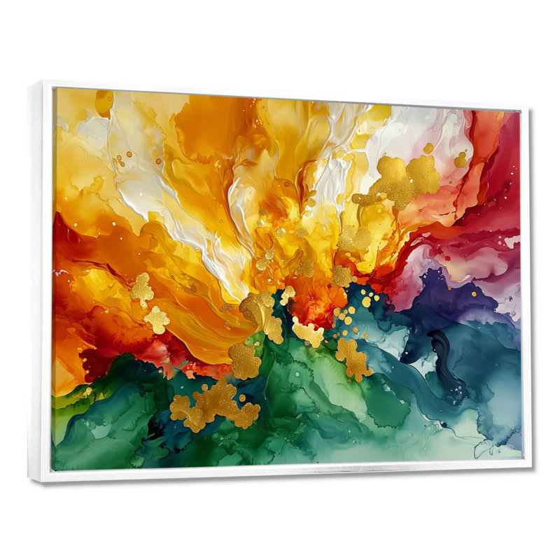Alverson - Abstract Wall Art, H 30 po x l 40 po, Cadre flottant, Blanc