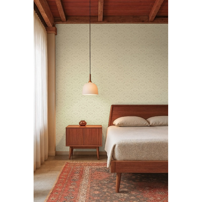 Drawing Room Leaf - Platinum Wallpaper, Self-adhesive, Linen