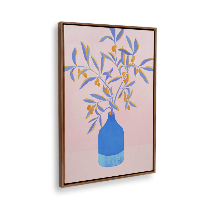 «Blue Branches Botanical» par Garima Dhawan, impression sur toile, Brun, Cadre flottant, H 24 po x l 18 po