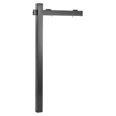 Poteau pour enseigne Real Estate, 6 pi de haut, support pour panneau de courtier en PVC avec accoudoirs de 36 po pouvant supporter jusqu'à 24 po, facile à installer, résistant au vent, pour les portes ouvertes et la maison, cour, route, extérieur, noir (aucune enseigne)