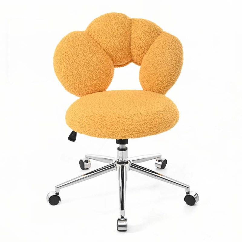 360°Swivel Height Adjustable,Swivel Chair,Teddy fabric,home office chair, Yellow