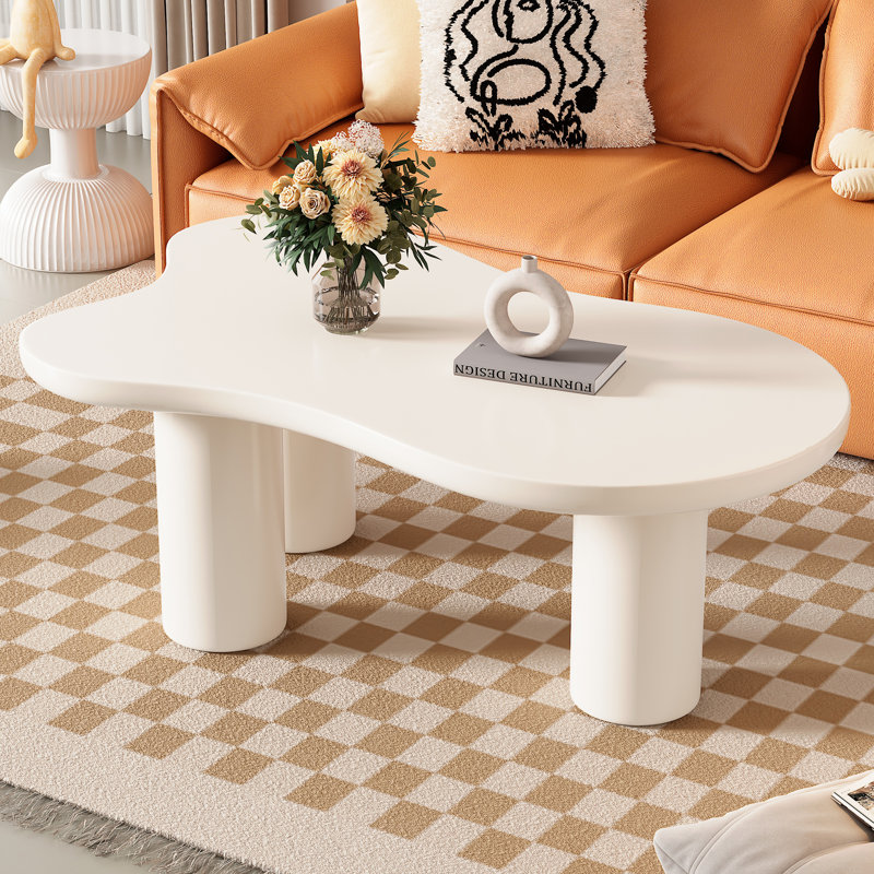 Table basse moderne avec plateau en bois aggloméré Modern Cloud, Blanc