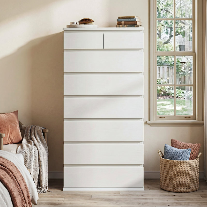 Commode 8 tiroirs Modern Modern, Blanc, 8