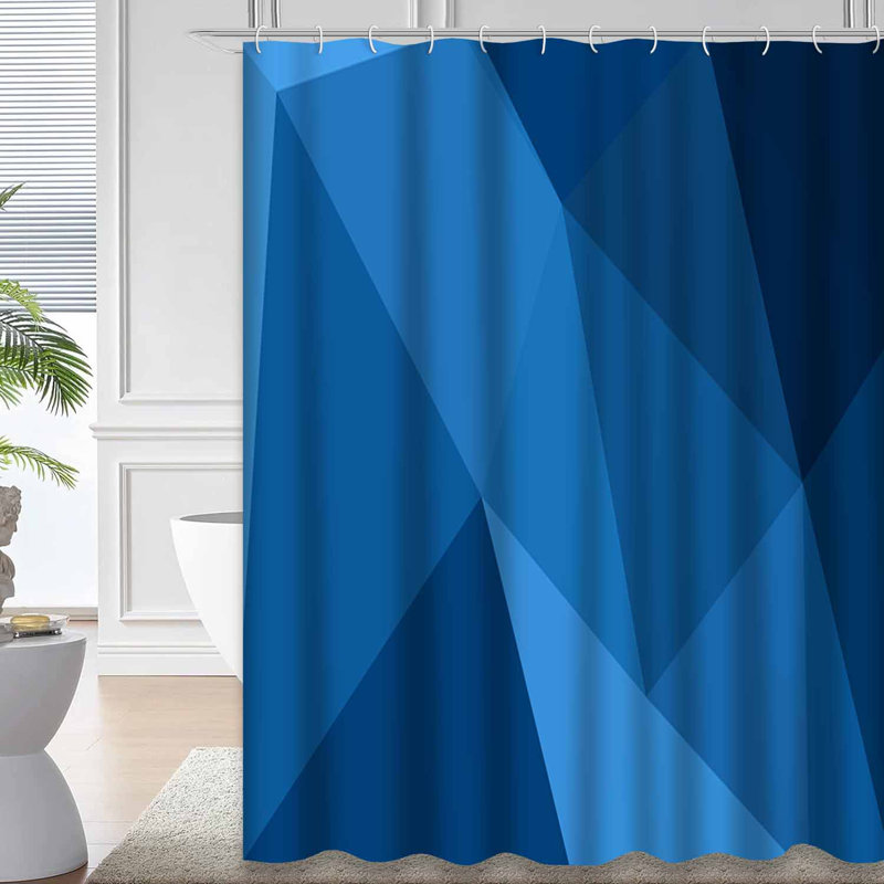 Rideau de douche triangle foncé bleu foncé avec 12 crochets, L 72 po x l 84 po