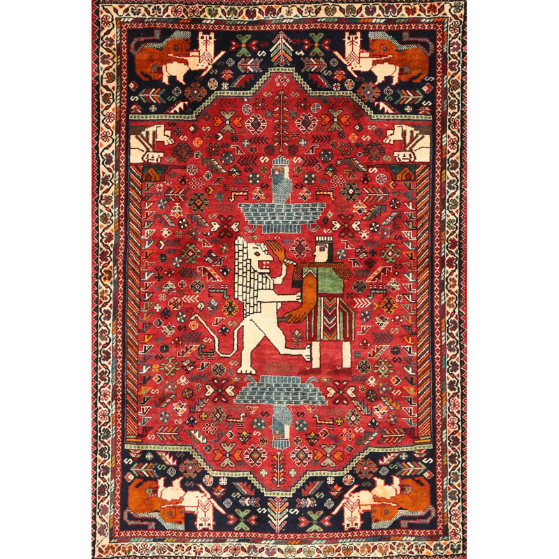 Tapis traditionnel mehroon/noir/bleu Leventhal, Rectangle 4 pi x 6 pi