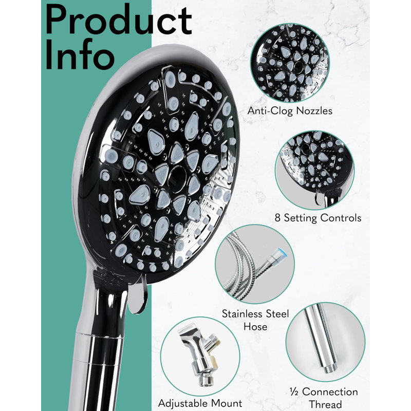 Matte Black Handheld Shower Head with Adjustable Spray Settings
