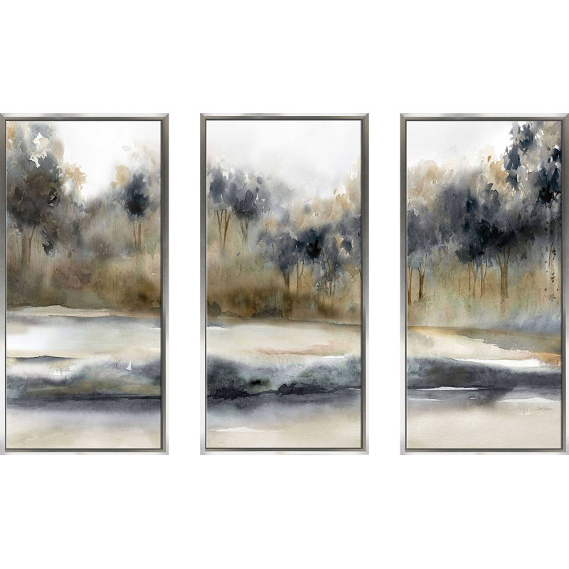 «Silent River» par Carol Robinson, reproduction sur toile flottante 3 pièces, H 33,5 po x l 52,5 po x P 2 po