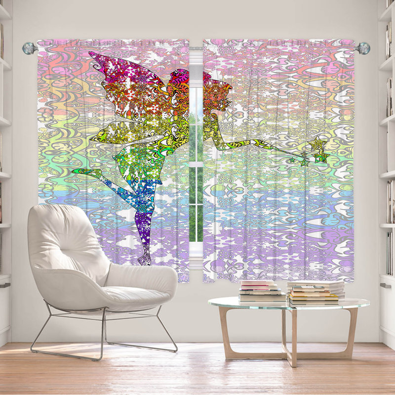 Paire de rideaux obscurcissant en polyester Friedlaender, Rose / mauve / vert / bleu / blanc / lavande, L 56 po x L 78 po