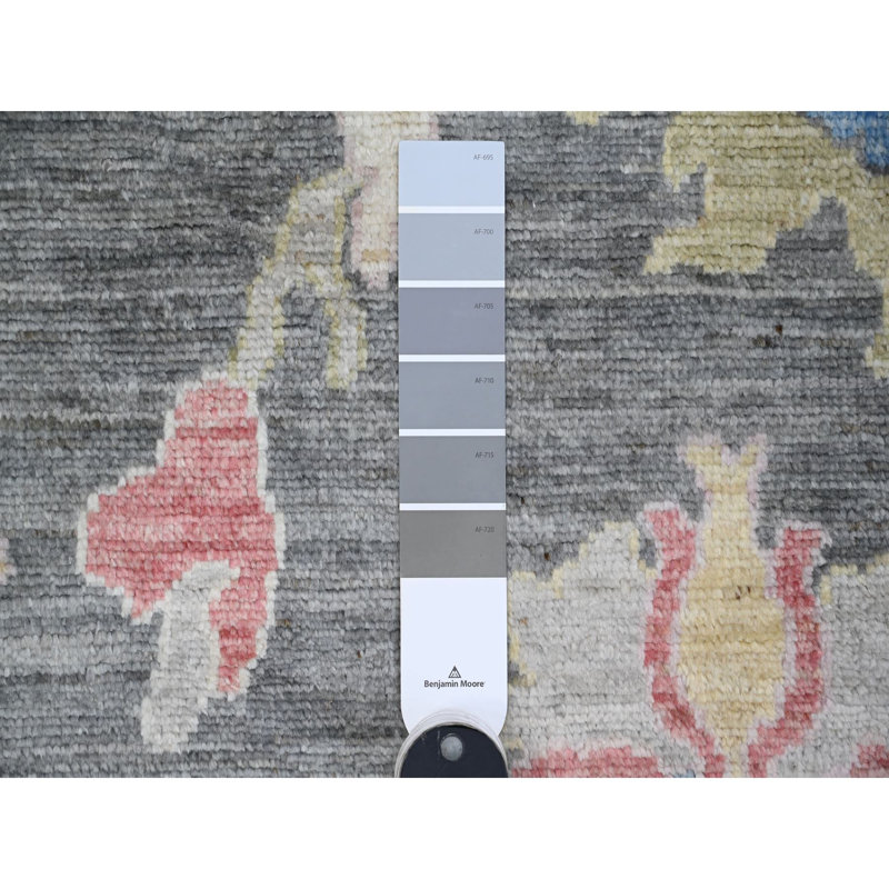 Tapis oriental gris angara en laine Oushak 5 pi 11 po x 8 pi 8 po Nevada