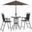 Ensemble de mobilier de patio 4 pièces, 2 chaises pliantes, parasol à angle réglable, table de salle à manger en verre trempé texturé Wave-1379538525