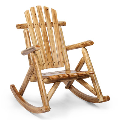38-Inch Patio Wooden Rocking Chair by Ophelia & Co.