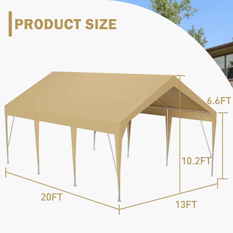 13 pi. L 20 pi. D Auvent, Beige