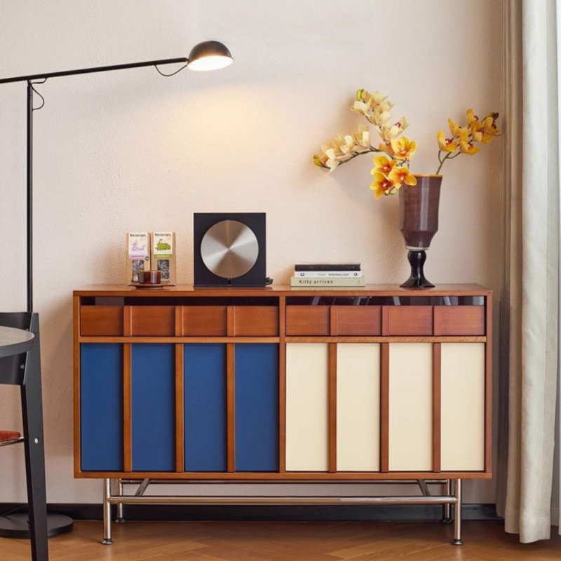 Buffet rétro à blocs de couleur, H 32,28 po x l 52,36 po x P 15,75 po