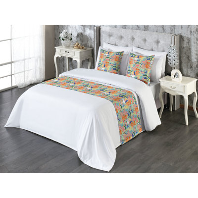 Ambesonne Ethnic Bed Runner Set Abstract Jumble Surreal Face  Multicolor