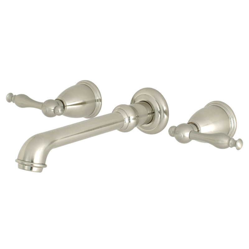 Kingston Brass Naples Two-Handle 3-Hole Wall Mount Bathroom Faucet, Brushed Nickel