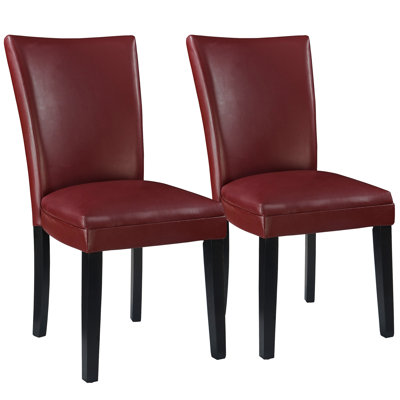 Faux Leather Upholstered Parsons Dining Chairs Burgundy