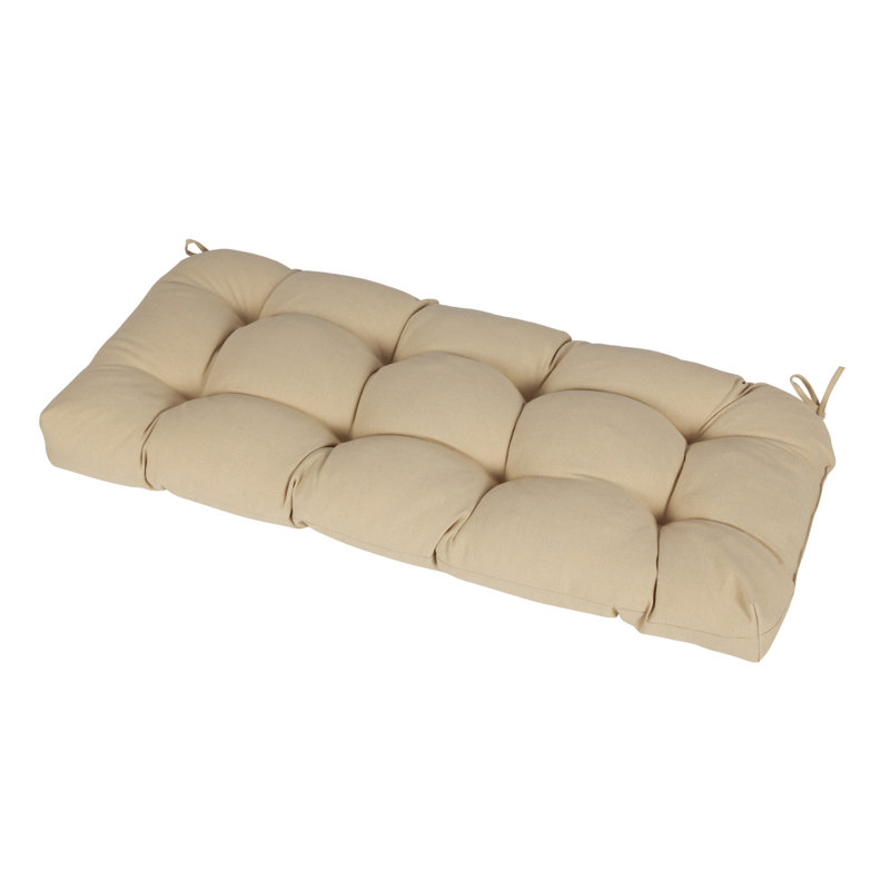 Coussin de banc d'extérieur touffeté en polyester Aoodor, Kaki, L 42 po x P 19,3 po