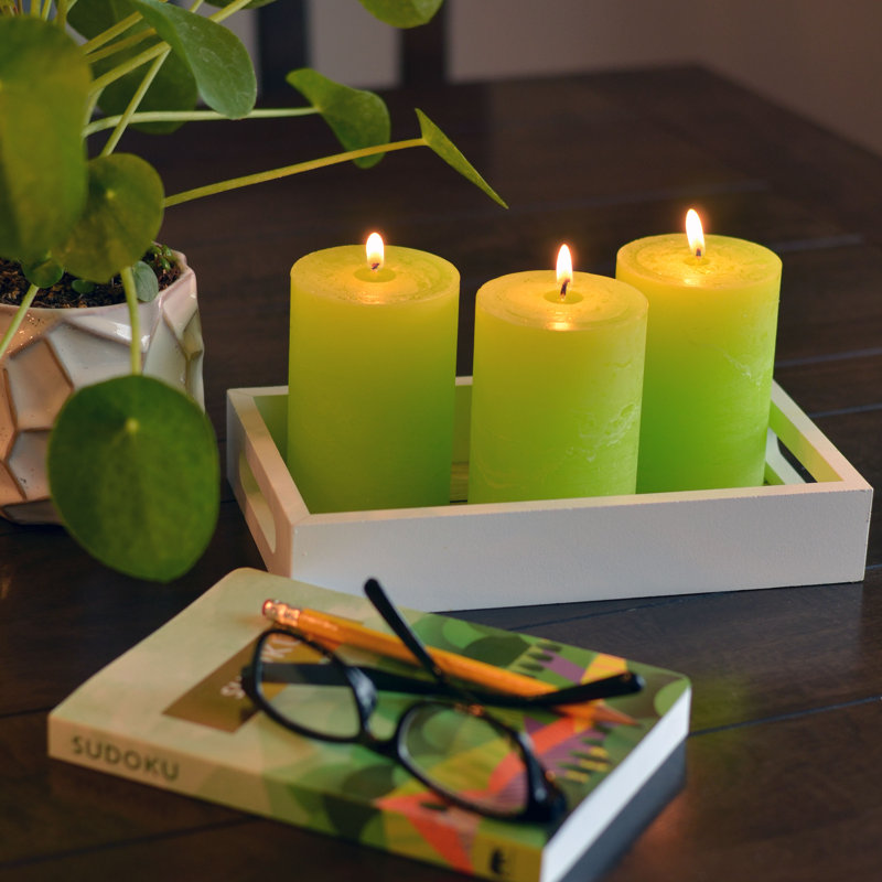 Ensemble de bougies pilier 3 pièces, Vert clair pâle