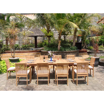 Ensemble repas 11 pièces teck luxueux Hangah