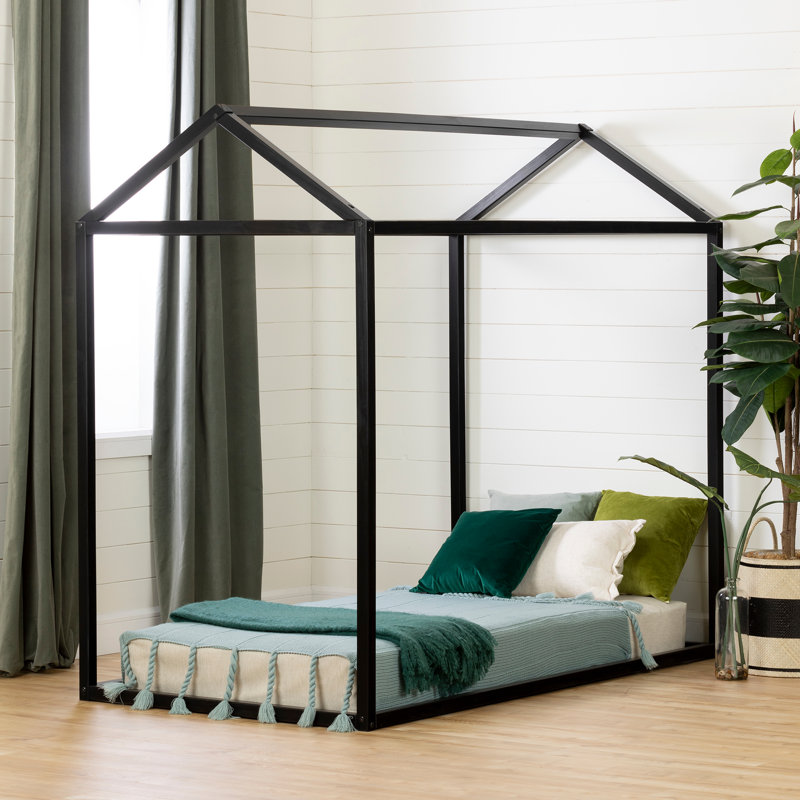 Lit simple maison en bois massif Sweedi, Noir