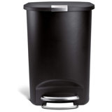 Simplehuman 50 Liter / 13 Gallon Semi-Round Kitchen Step Trash Can with Secure Slide Lock, Plastic