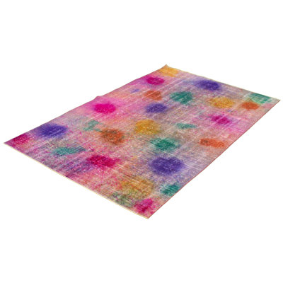 Tapis intérieur en laine 5 pi 5 po x 8 pi 9 po "one-of-kind" à la main-noué la années roses Overdyed