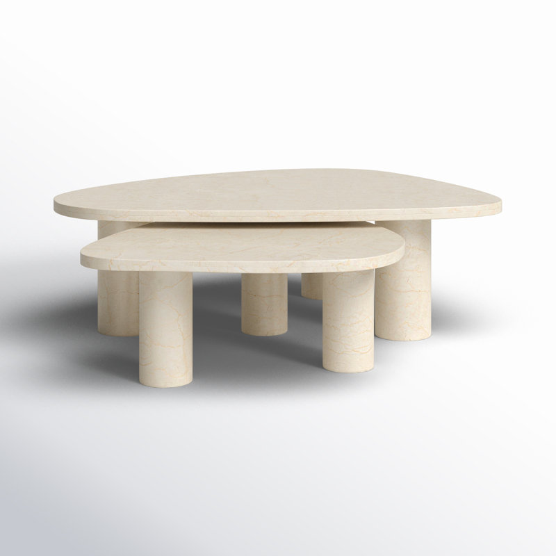 Zion Coffee Table Set - Merlot Marble, Cream