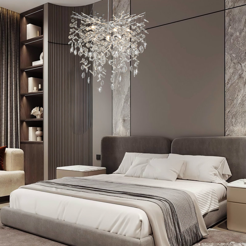 Lustre en cristal Paree Luxury, H 27,56 po x l 23,62 po x P 23,62 po, Argent