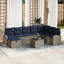 vidaXL Sofa Set with Cushion Manual 9 pcs Grey and Navy Poly Rattan