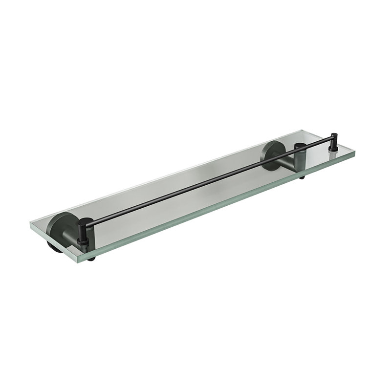 Summit Wall-Mounted Glass Shelf - Matte Black, Premium Brass Construction, Installation Hardware Included, Matte Black