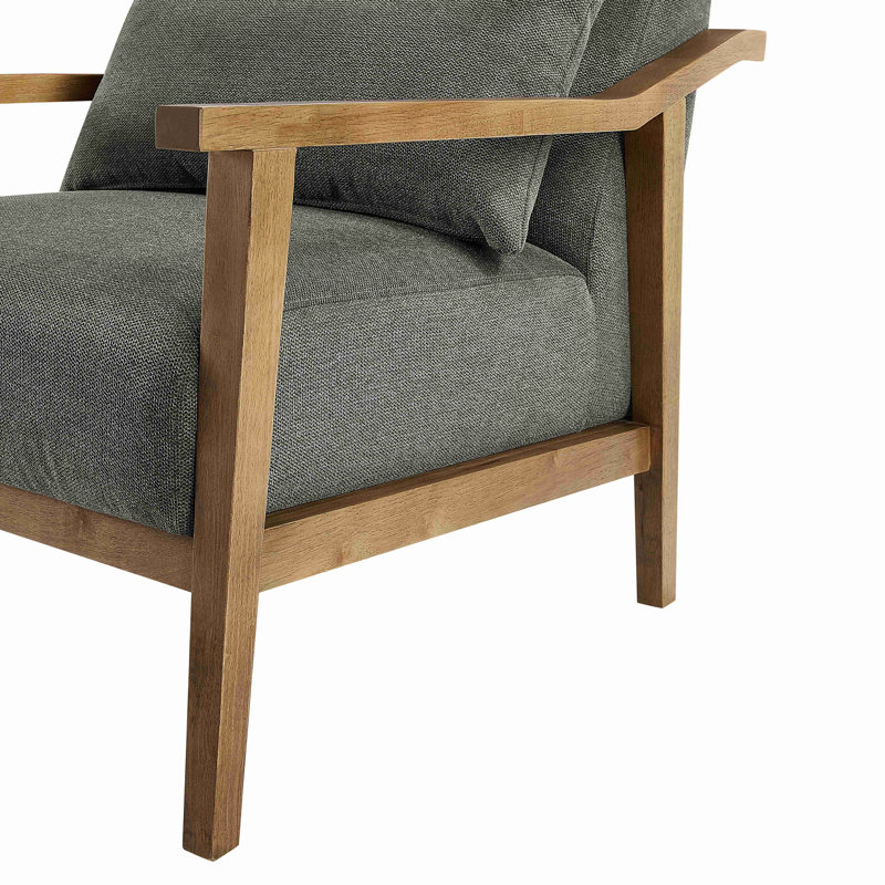 Fauteuil d'appoint en bois avec coussin lombaire Reagan, Gris anthracite