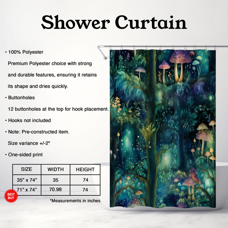 Rideau de douche Woodland Beauty - Premium, H 74 po x l 71 po