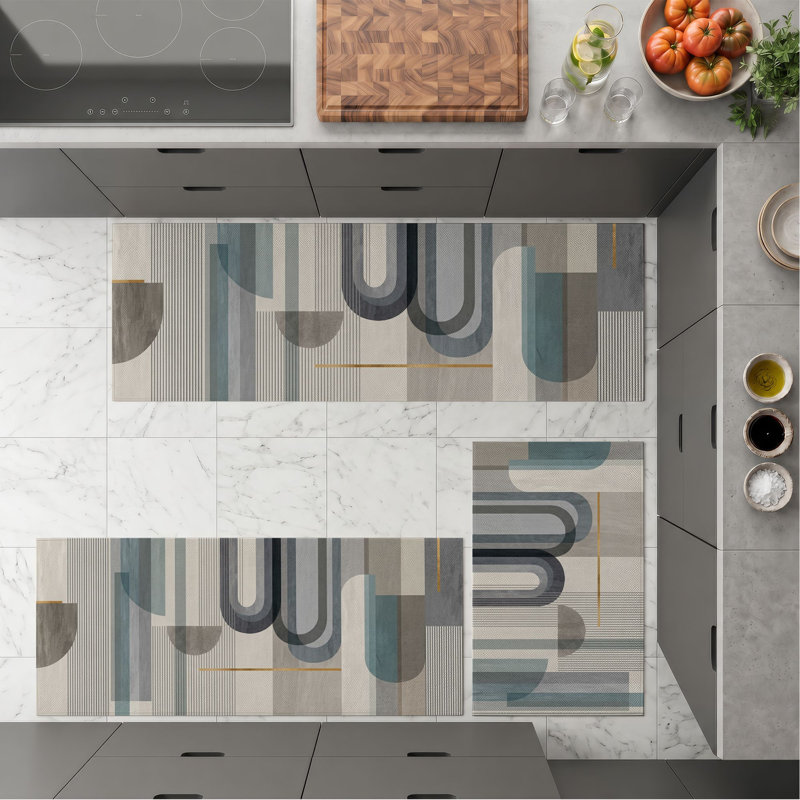 Tapis de cuisine géométriques abstraits et lavables antidérapants