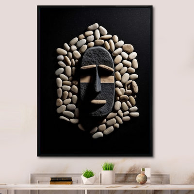 Masque tribal africain noir et blanc II - reproduction sur toile