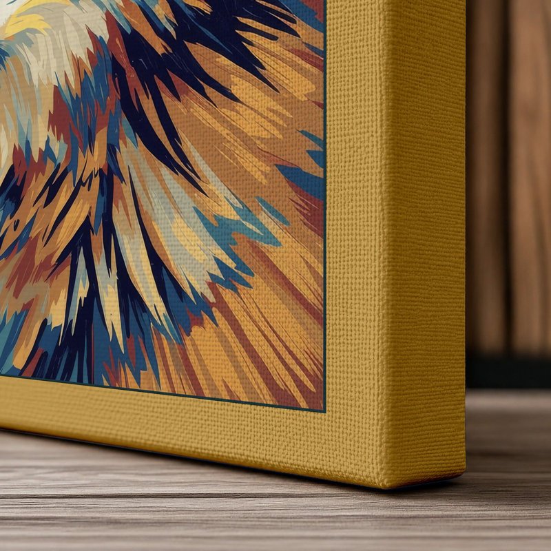Expressive Wolf Modern - Wrapped Canvas, 30x20 - 76.2 x 50.8 cm, Ochre Border