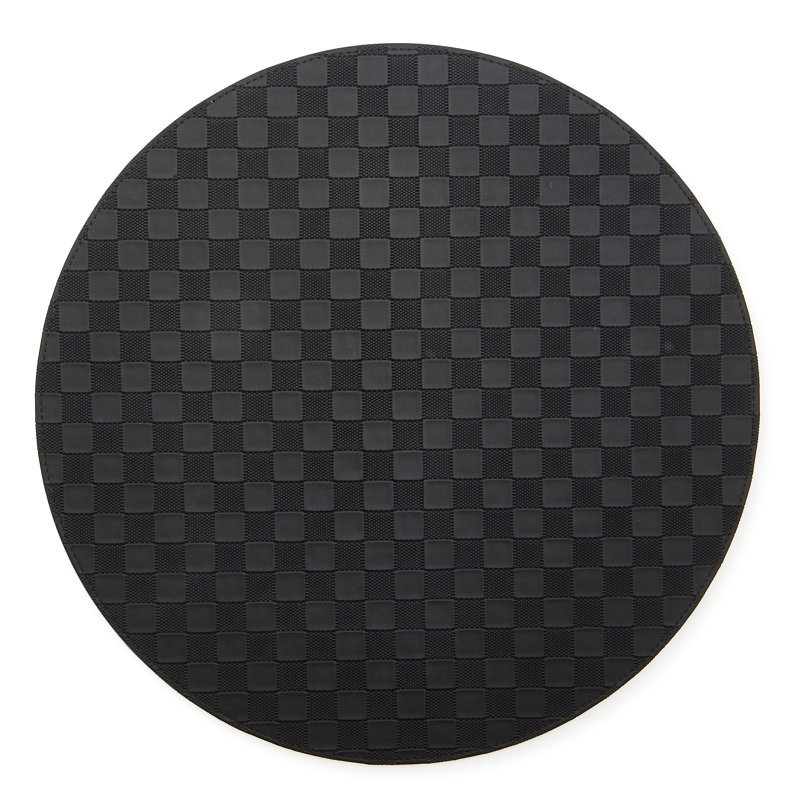 Black Check Faux Leather Placemat, Black