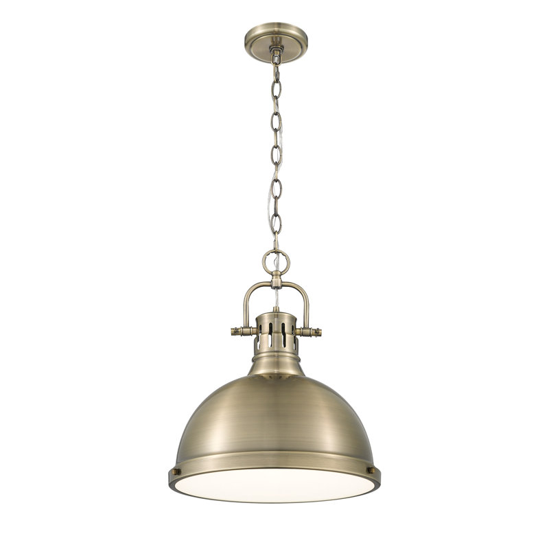 Luminaire suspendu en forme de dôme 1 lumière Alethia, Laiton vieilli, Laiton vieilli
