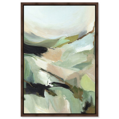 Là où la terre s'adoucit I - Ira Comleva, impression abstraite grand format sur toile encadrée (1 pièce) par Art Remedy, cadre en noyer, 54 x 81
