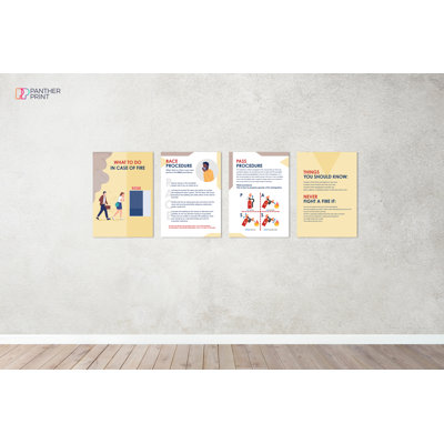 Fire Action Safety - 4 Piece No Frame Print Set