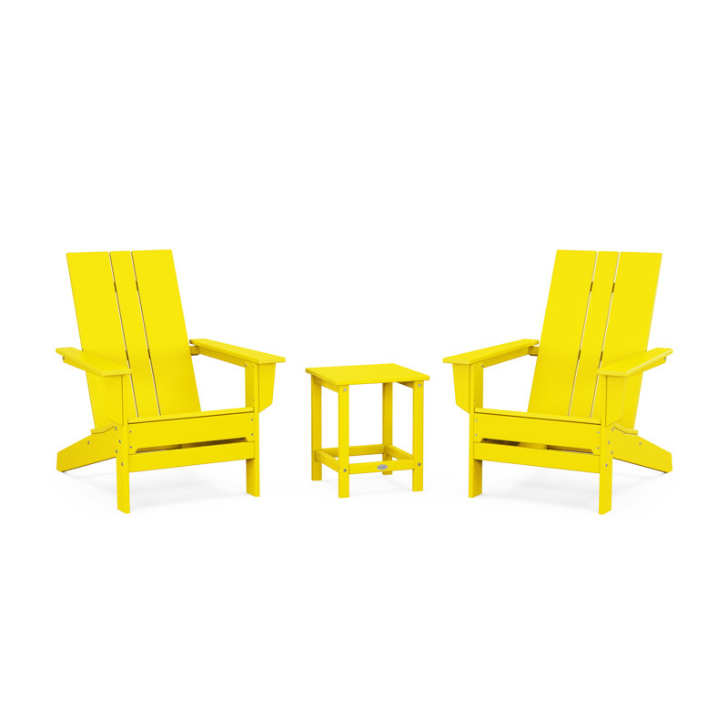 POLYWOOD x ALLModern Outdoor Adirondack Chair With Table, Lemon