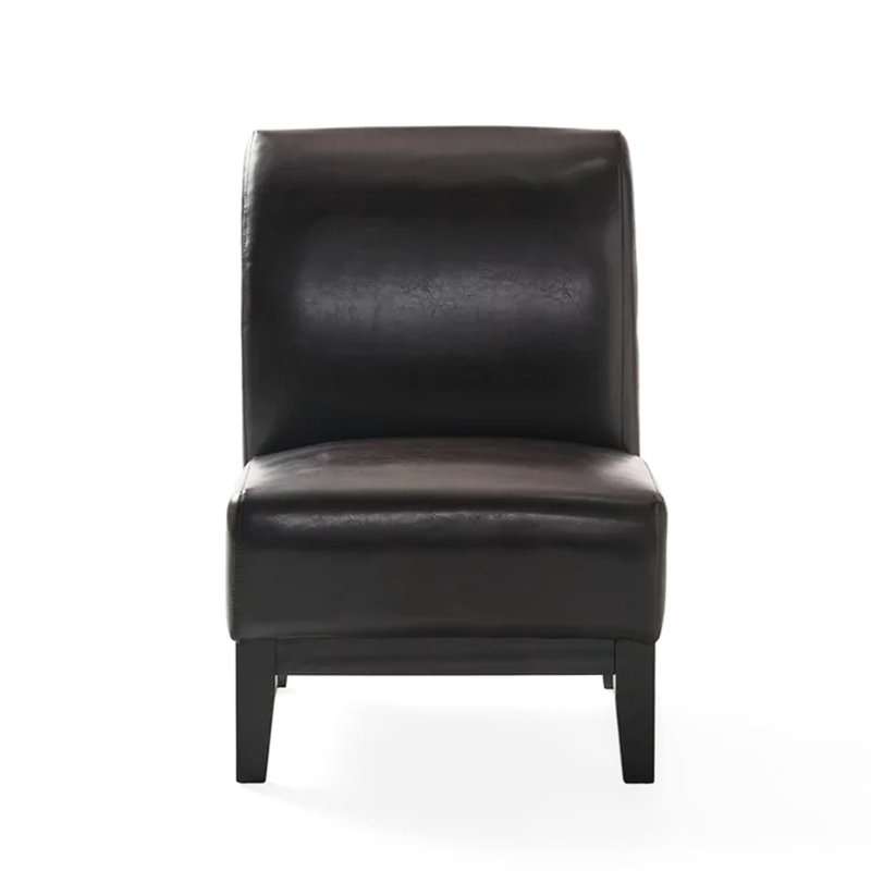 Fauteuil de chambre rembourré en cuir PU de couleur brune, aspect élégant, fauteuil brun