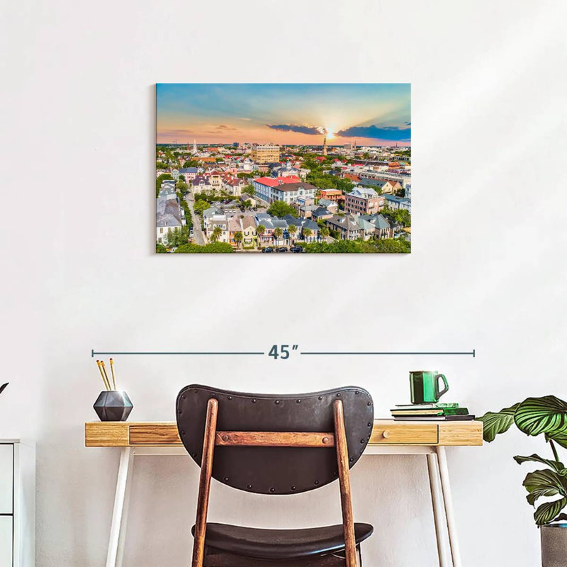 Vue aérienne du centre-ville de Nicci, Charleston, H 20 po x l 30 po